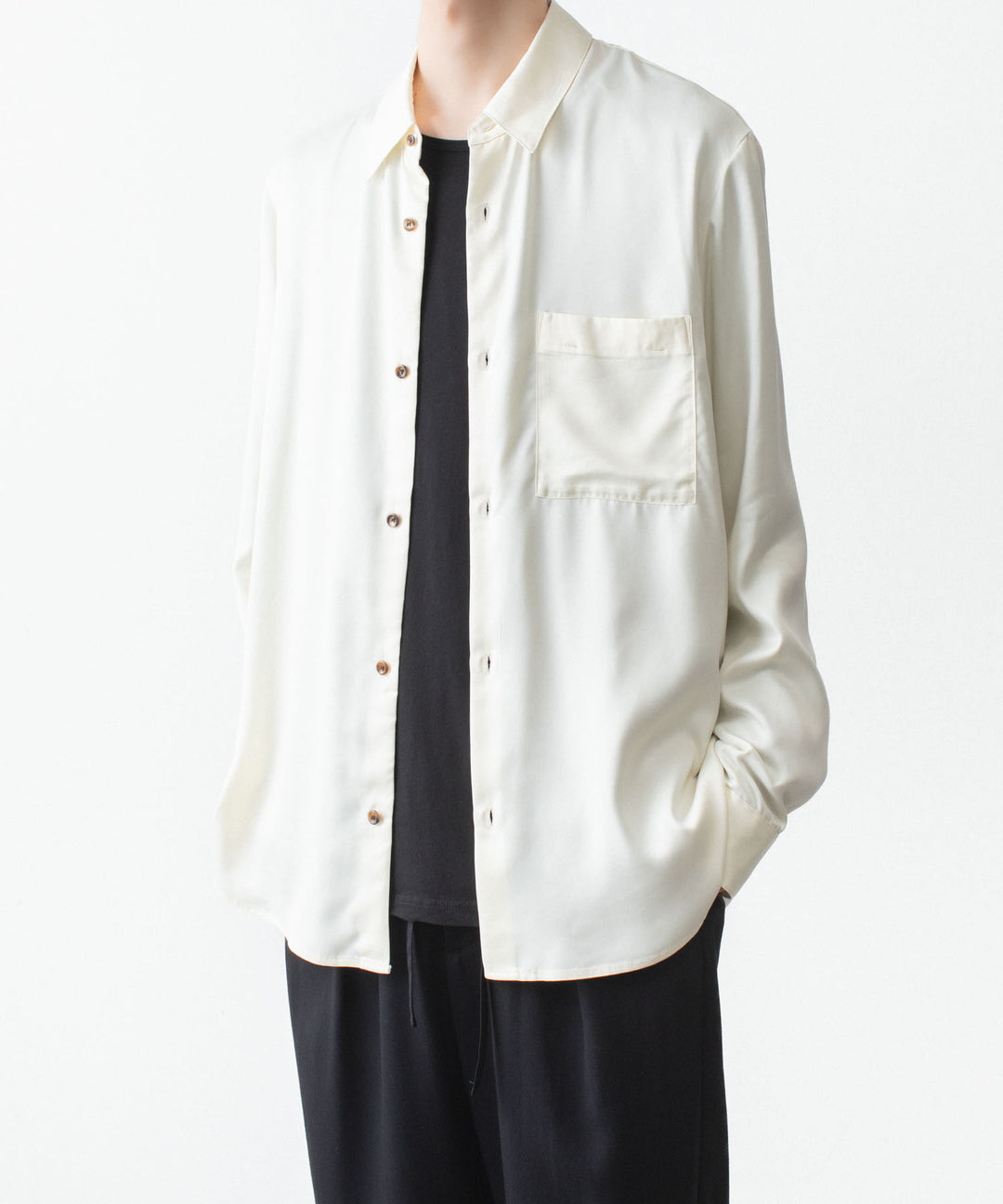 ATTACHMENT アタッチメントのCU/PE FIBRIL SATIN L/S SHIRT - OFF WHITEの公式通販サイトsession福岡セレクトショップ