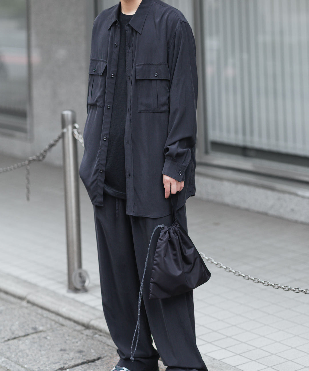 ATTACHMENT アタッチメントのCU/RY FIBRIL TAFFETA PATCH POCKET L/S SHIRT - BLACKの公式通販サイトsession福岡セレクトショップ