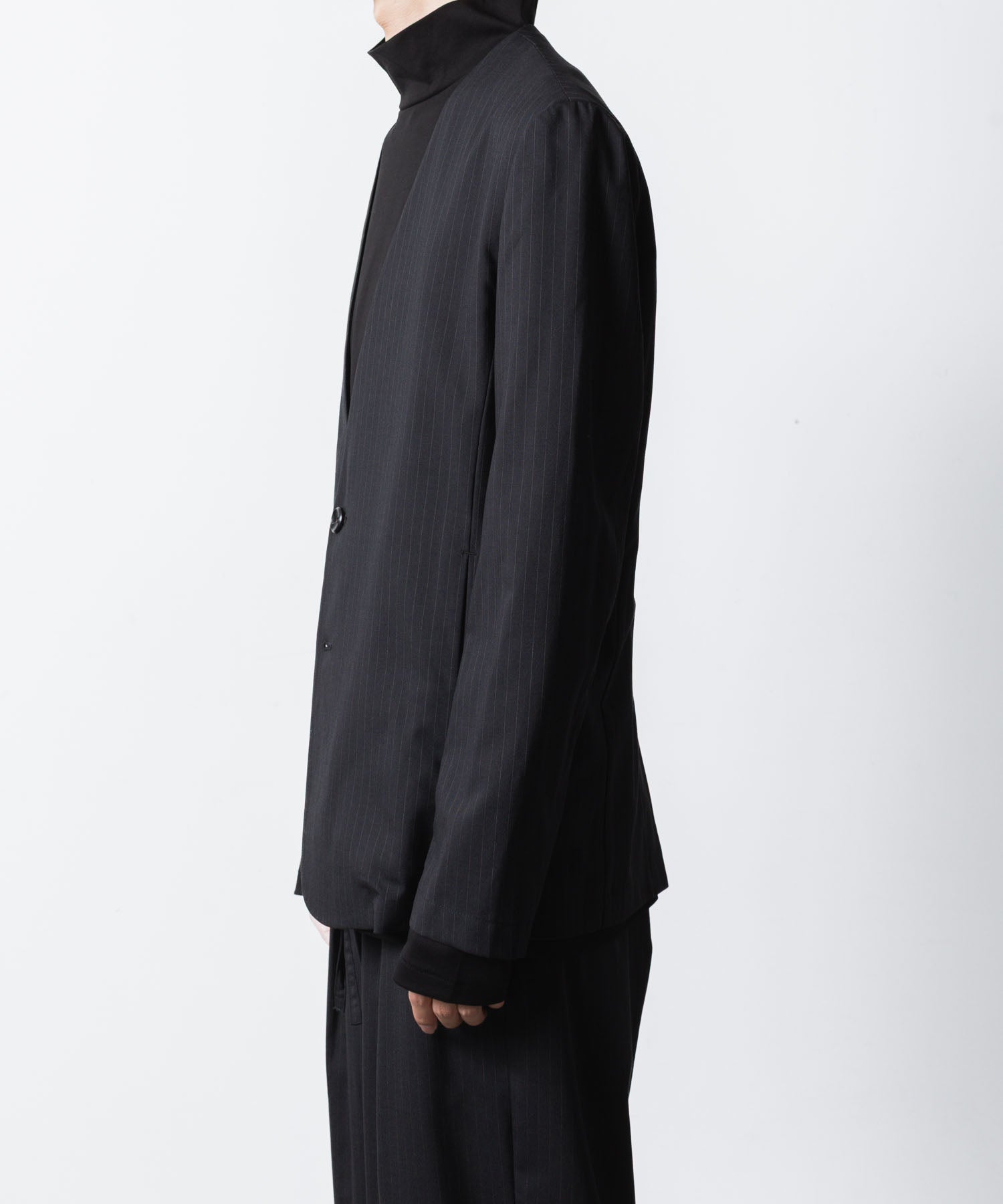 ATTACHMENT アタッチメントのT/W/SI STRETCH GABARDINE COLLARLESS JKT - S.BLACKの公式通販サイトsession福岡セレクトショップ