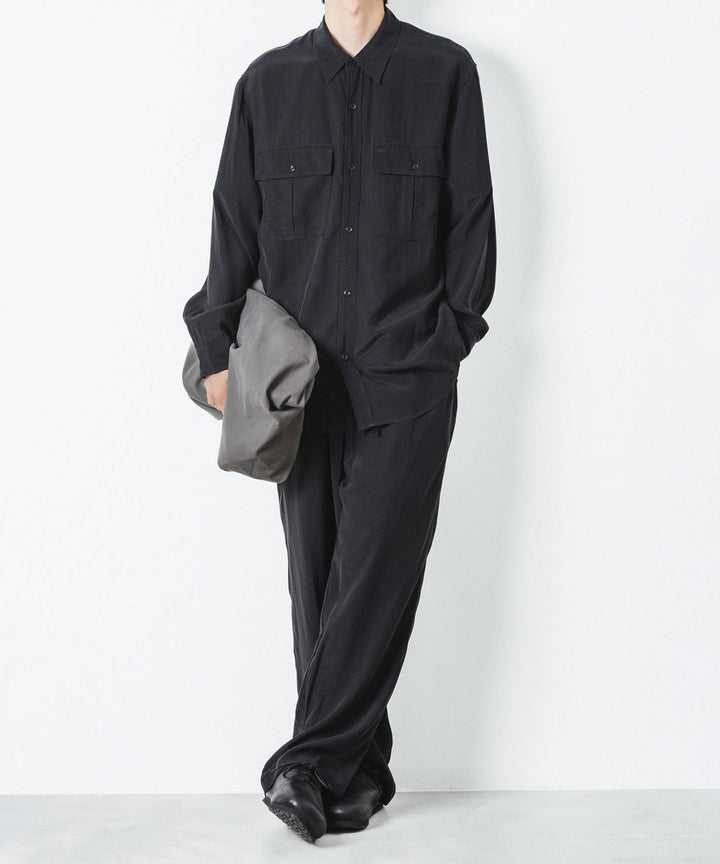 ATTACHMENT アタッチメントのCU/RY FIBRIL TAFFETA PATCH POCKET L/S SHIRT - BLACKの公式通販サイトsession福岡セレクトショップ