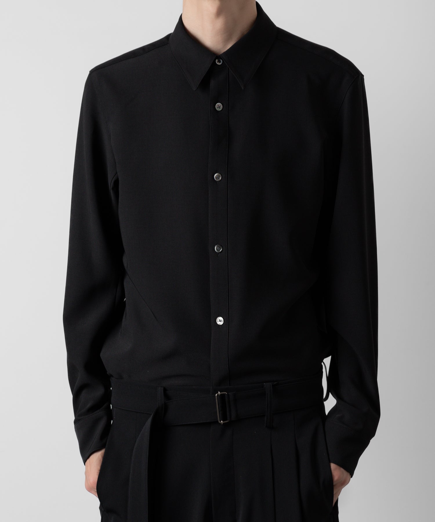 ATTACHMENT アタッチメントのPE STRETCH VIYELLA REGULAR COLLAR DRESS SHIRT - BLACK 公式通販サイトsession福岡セレクトショップ