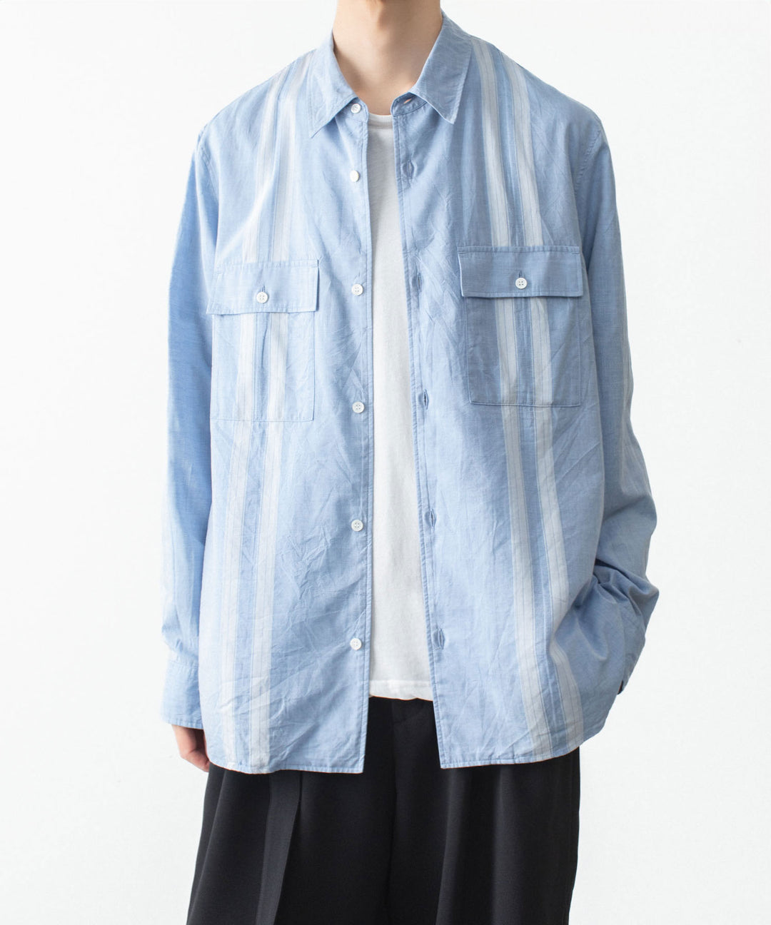 ATTACHMENT アタッチメントのCO/TEN JACQUARD LAWN PATCH POCKET L/S SHIRT - S.BLUEの公式通販サイトsession福岡セレクトショップ