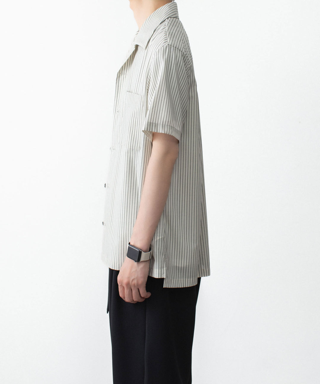 ATTACHMENT アタッチメントのWO/PE STRIPE OPEN COLLAR S/S SHIRT - S.GRAYの公式通販サイトsession福岡セレクトショップ