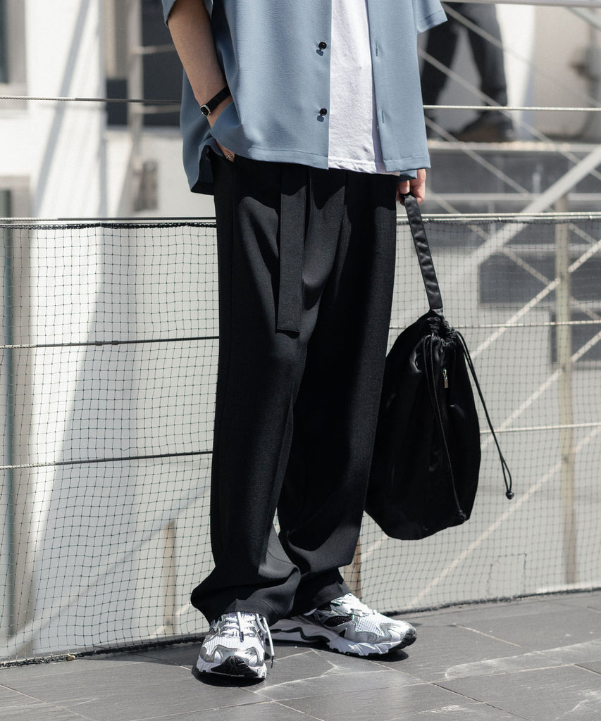ATTACHMENT /アタッチメント】PE STRETCH DOUBLE CLOTH BELTED WIDE