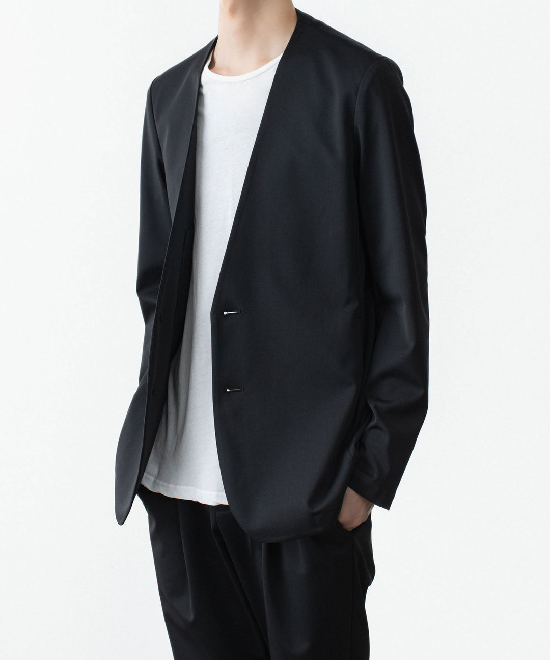 ATTACHMENT / EXCLUSIVE ITEMアタッチメントのLUCA MATTE TWIST COLLARLESS JKT - BLACKの公式通販サイトsession福岡セレクトショップ