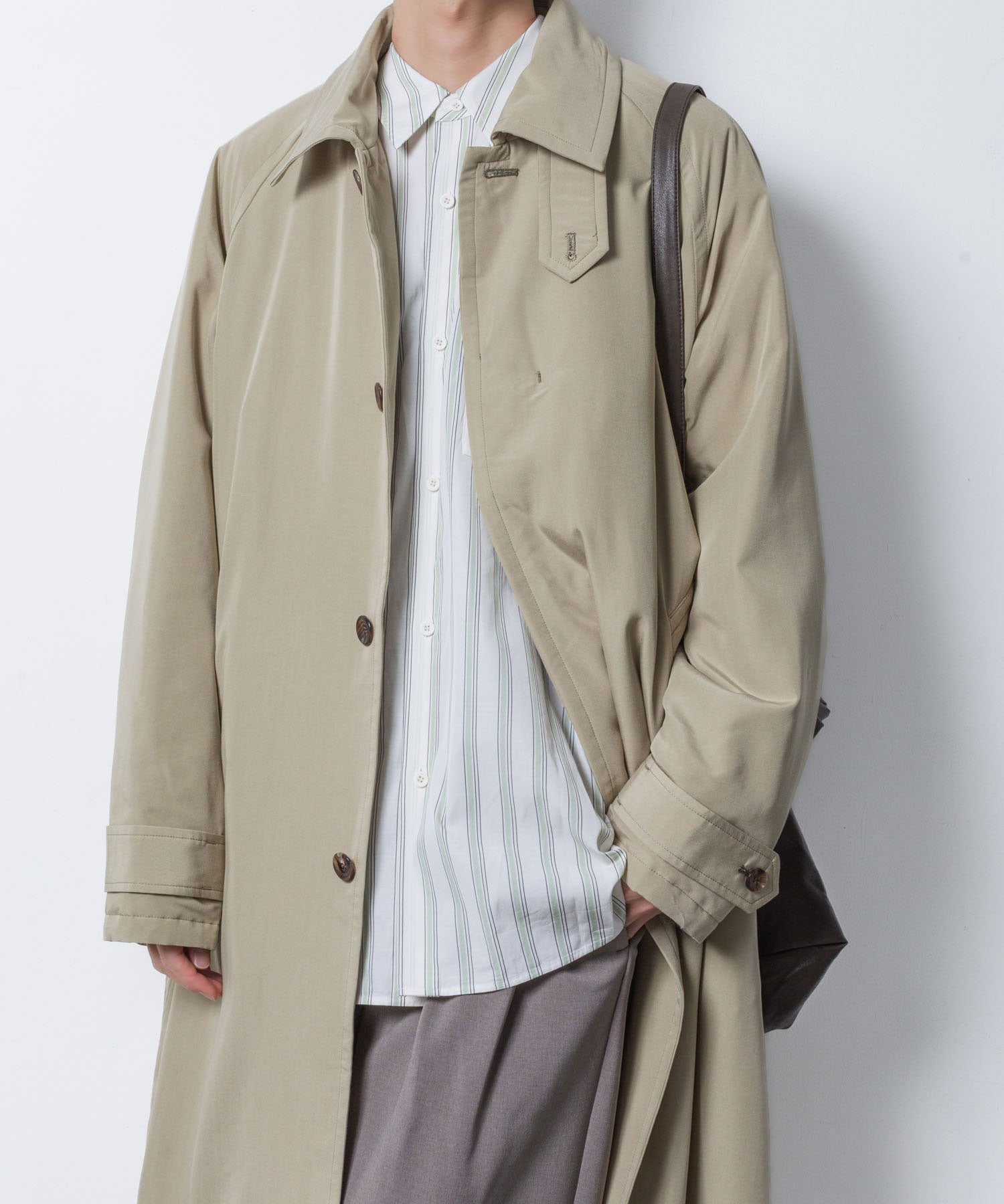 ATTACHMENT アタッチメントのCU/CO STRIPE TWILL L/S SHIRT - S.GREENの公式通販サイトsession福岡セレクトショップ