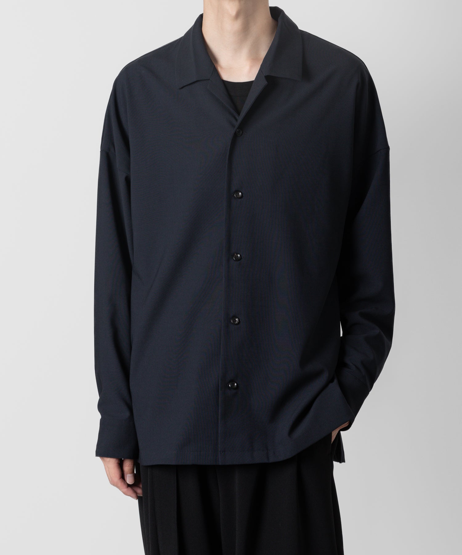 ATTACHMENT アタッチメントのPE/RY STRETCH TROPICAL OVERSIZED OPENCOLLAR L/S SHIRT - NAVY 公式通販サイトsession福岡セレクトショップ