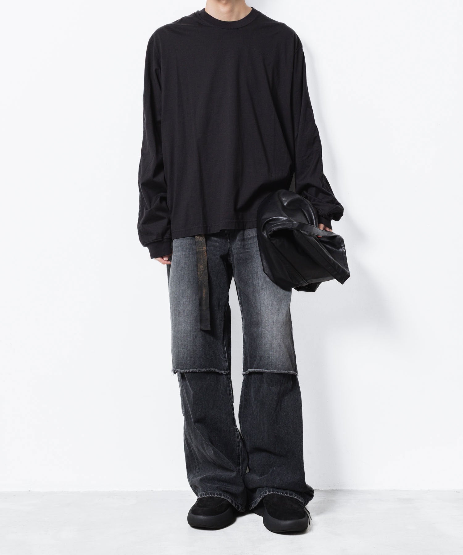 VEIN ヴェインの11OZ DENIM CUT OFF BAGGY TROUSERS - BLACKの公式通販サイトsession福岡セレクトショップ
