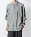 【 ATTACHMENT 】PE/RY STRETCH TROPICAL STRAP SLEEVE L/S SHIRT - X.GREEN