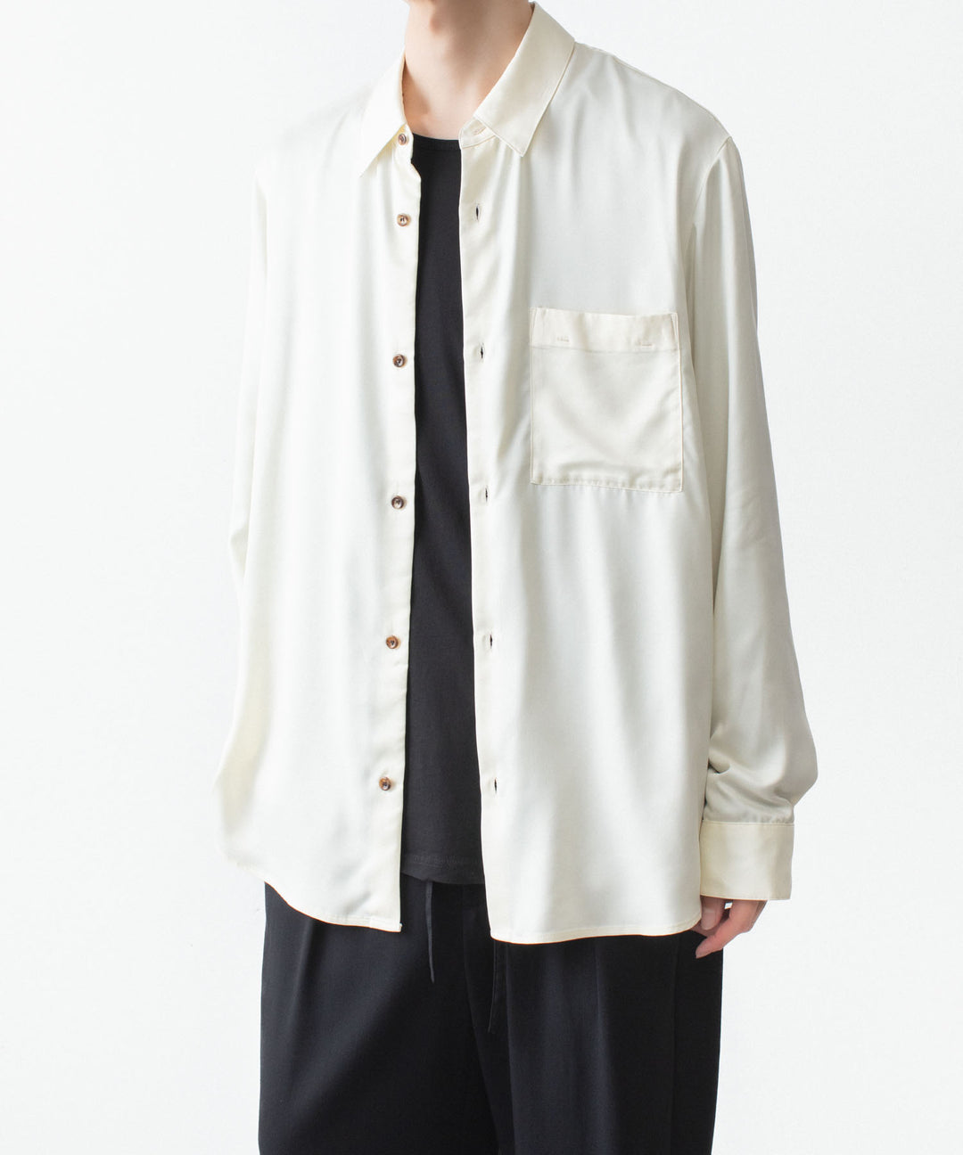 ATTACHMENT アタッチメントのCU/PE FIBRIL SATIN L/S SHIRT - OFF WHITEの公式通販サイトsession福岡セレクトショップ