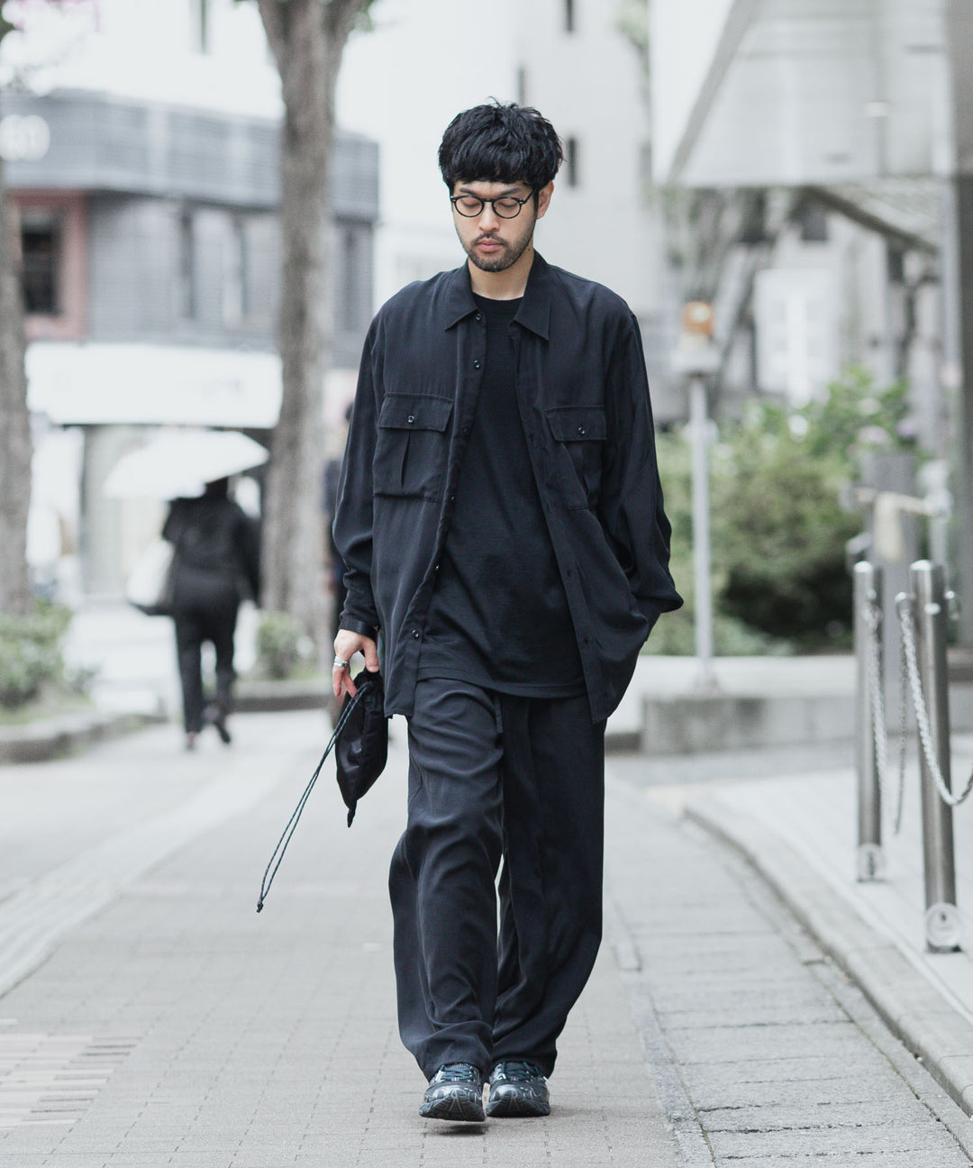 ATTACHMENT アタッチメントのCU/RY FIBRIL TAFFETA PATCH POCKET L/S SHIRT - BLACKの公式通販サイトsession福岡セレクトショップ
