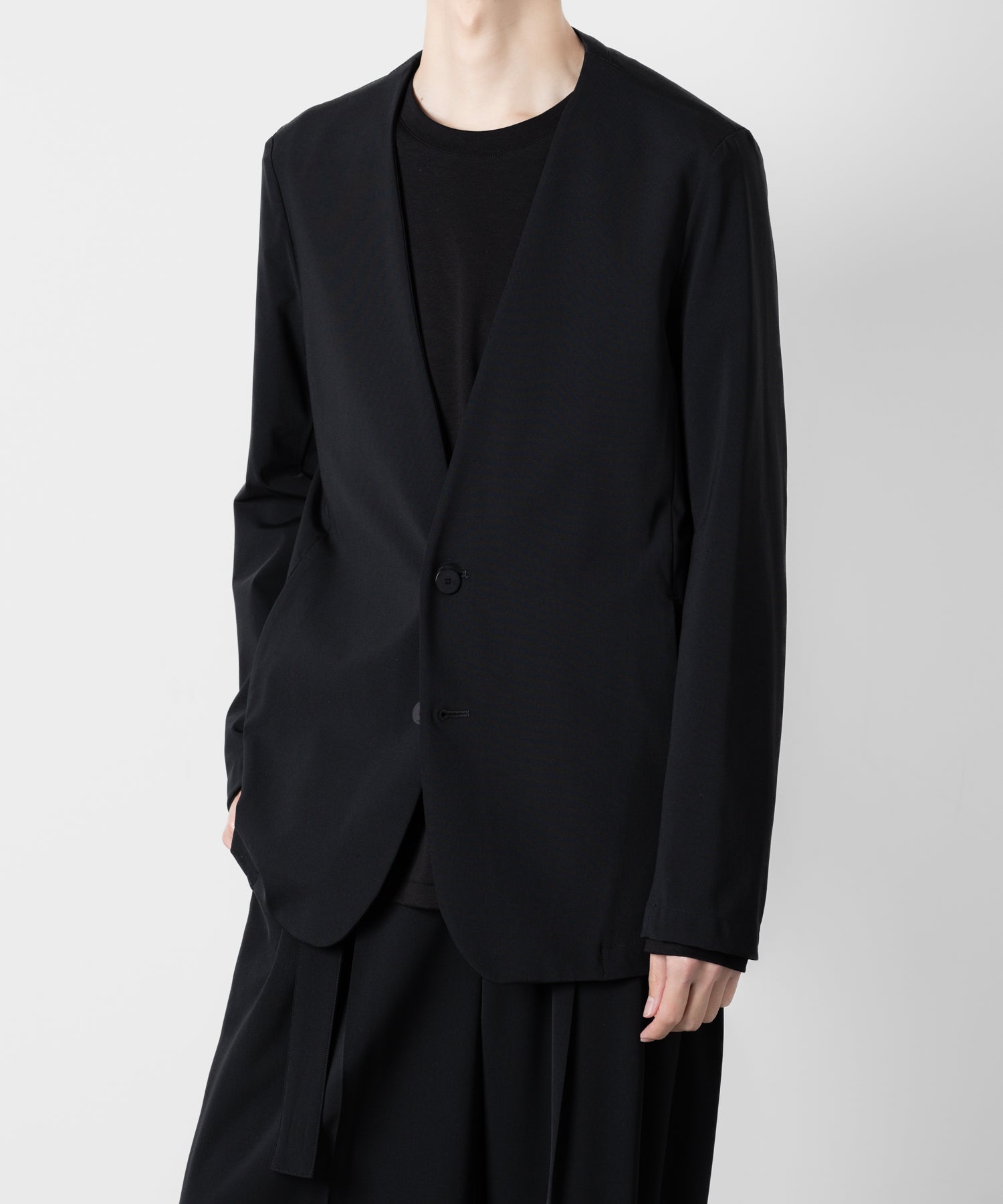 ATTACHMENT アタッチメントのNY/CO STRETCH JERSEY COLLARLESS JACKET - BLACK 公式通販サイトsession福岡セレクトショップ