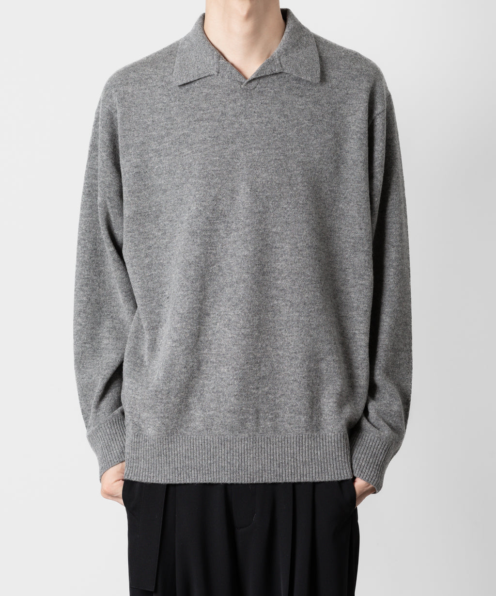 ATTACHMENT アタッチメントのBRITISH WO KNIT POLO  PULLOVER L/S - X.GRAY 公式通販サイトsession福岡セレクトショップ