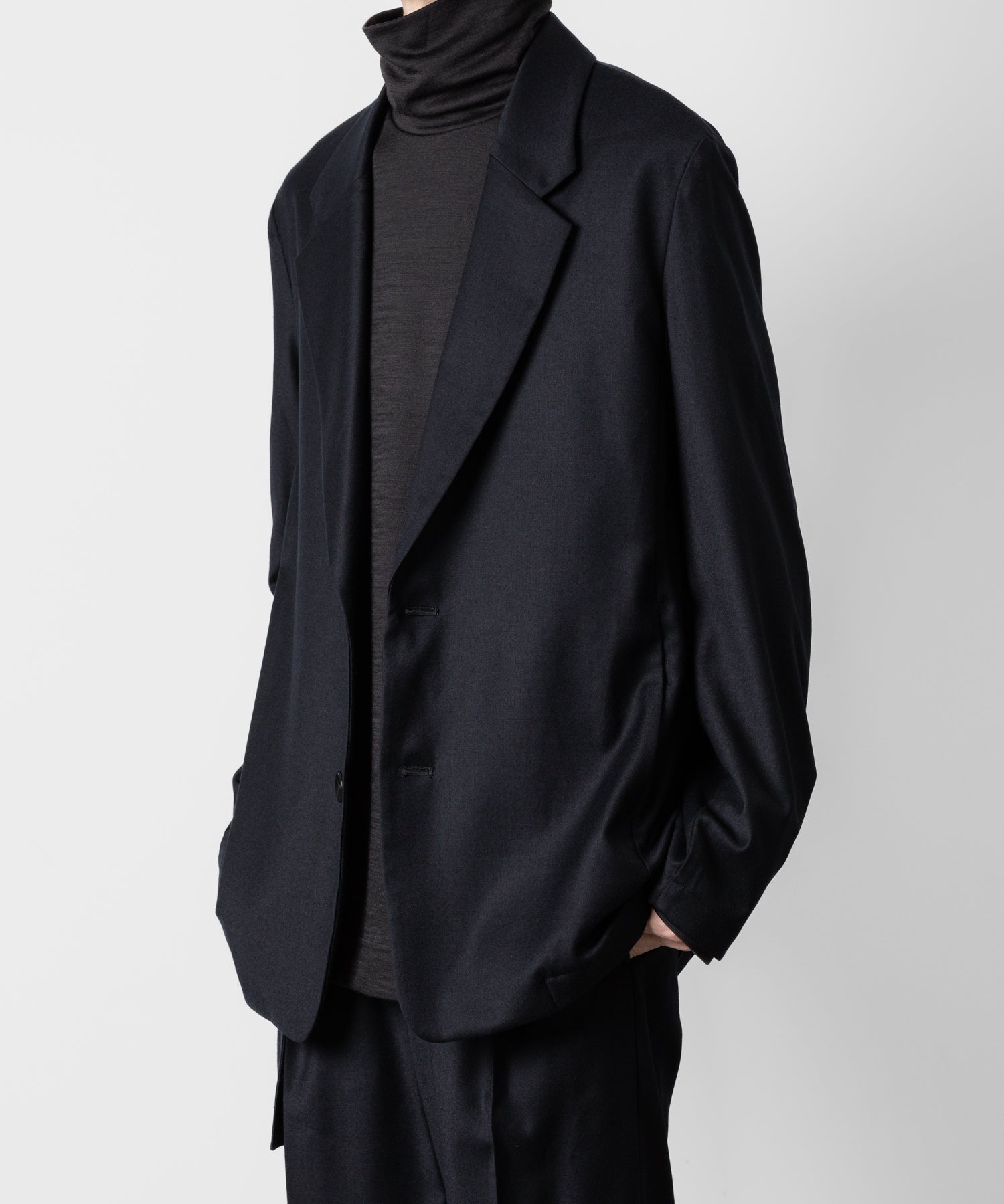 ATTACHMENT アタッチメントのWASHABLE WO/PE STRETCH SAXONY OVERSIZED LIGHT JACKET - NAVY 公式通販サイトsession福岡セレクトショップ