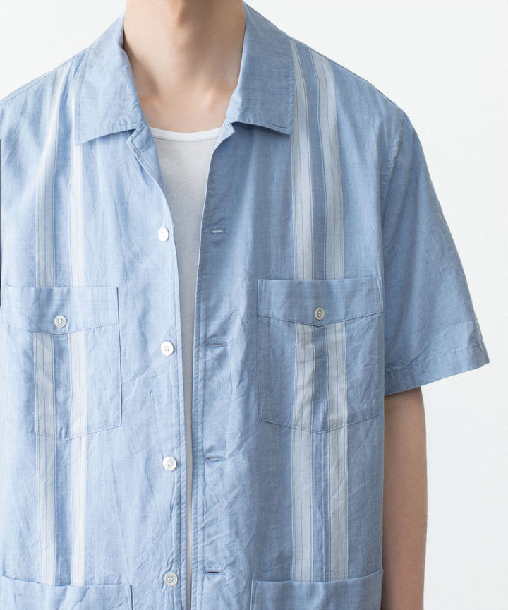 ATTACHMENT アタッチメントのCO/TEN JACQUARD LAWN GUAYABERA SHIRT - S.BLUEの公式通販サイトsession福岡セレクトショップ