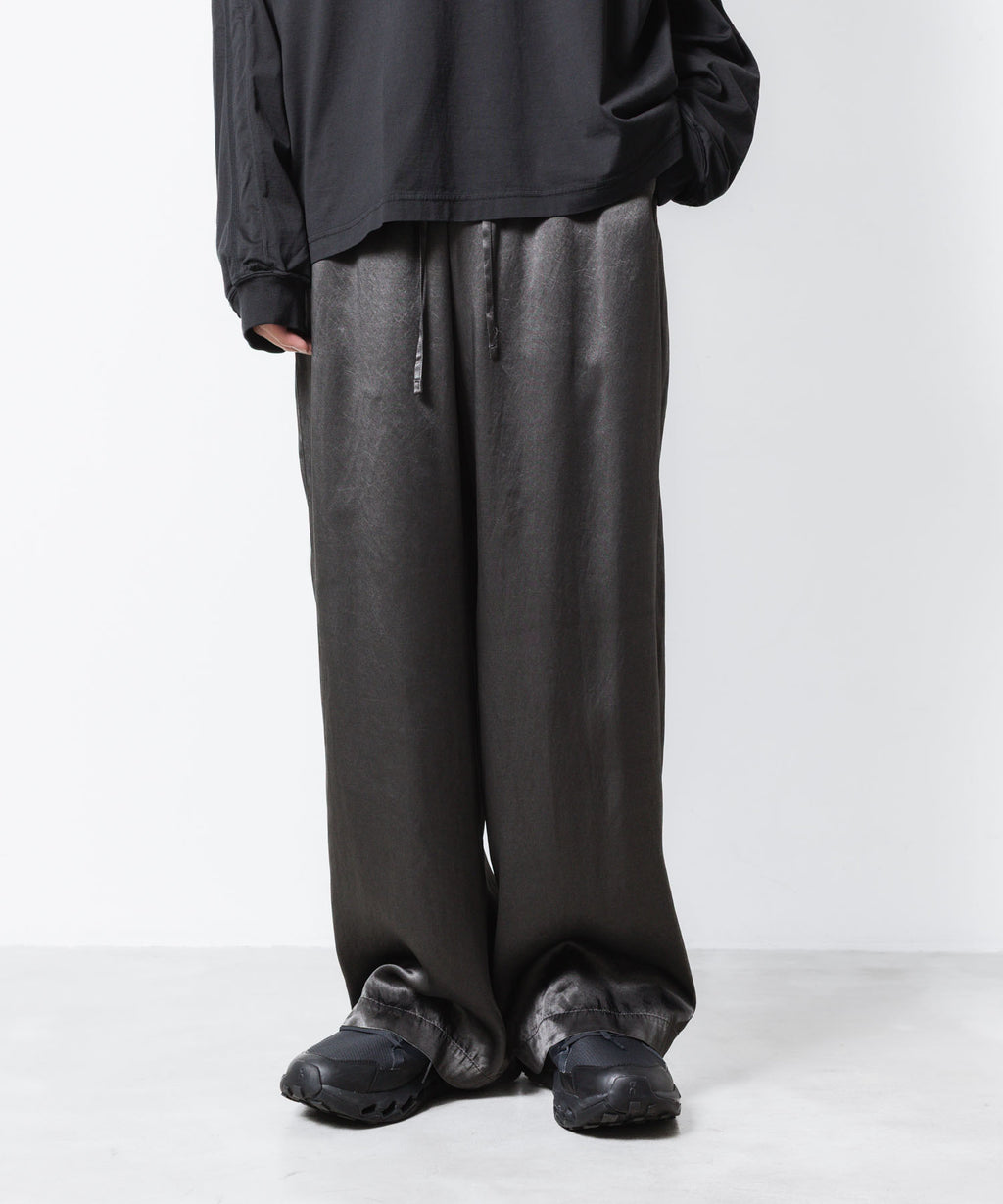 VEIN ヴェインのRY PIGMENT PRINT SATIN EASY WIDE TROUSERS - BLACKの公式通販サイトsession福岡セレクトショップ