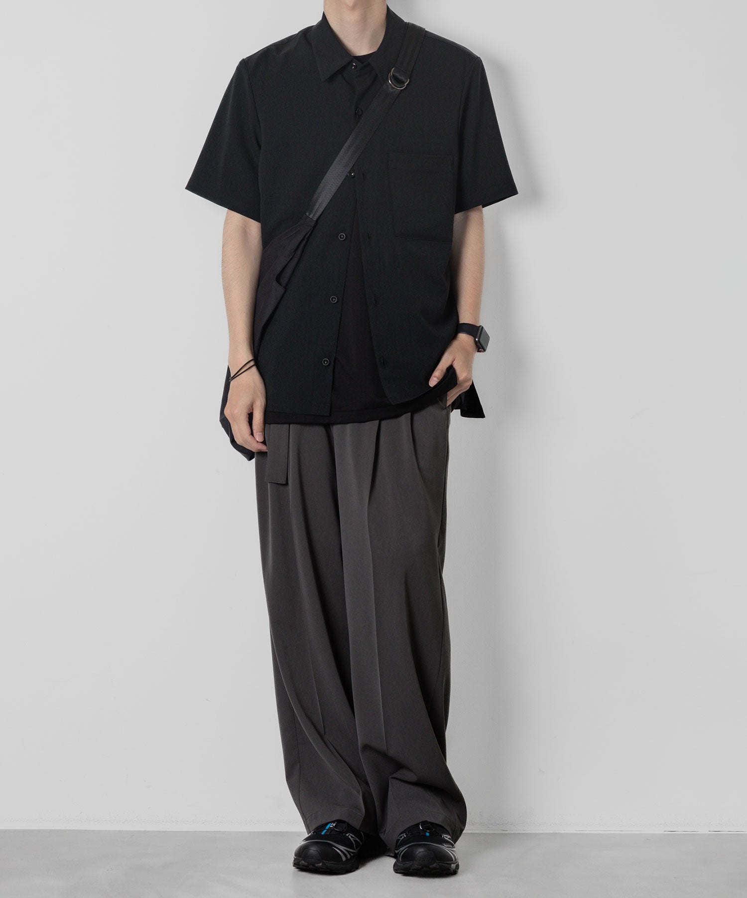 ATTACHMENT アタッチメント LIMITEDのSORIBIA TWILL BELTED WIDE TROUSERS - D.GRAYの公式通販サイトsession福岡セレクトショップ