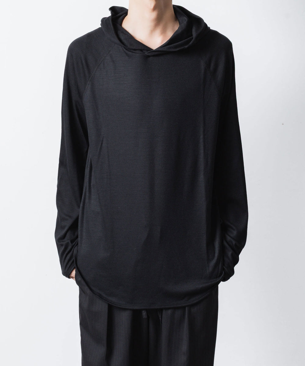 ATTACHMENT アタッチメントの1/60 WOOL SMOOTH HOODED PULLOVER - BLACKの公式通販サイトsession福岡セレクトショップ