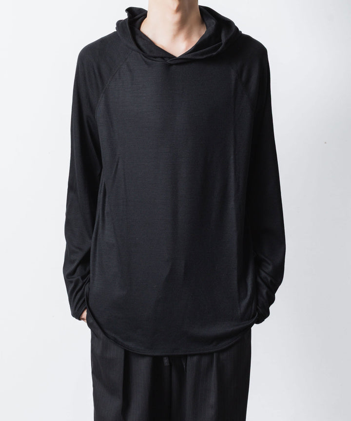 ATTACHMENT アタッチメントの1/60 WOOL SMOOTH HOODED PULLOVER - BLACKの公式通販サイトsession福岡セレクトショップ