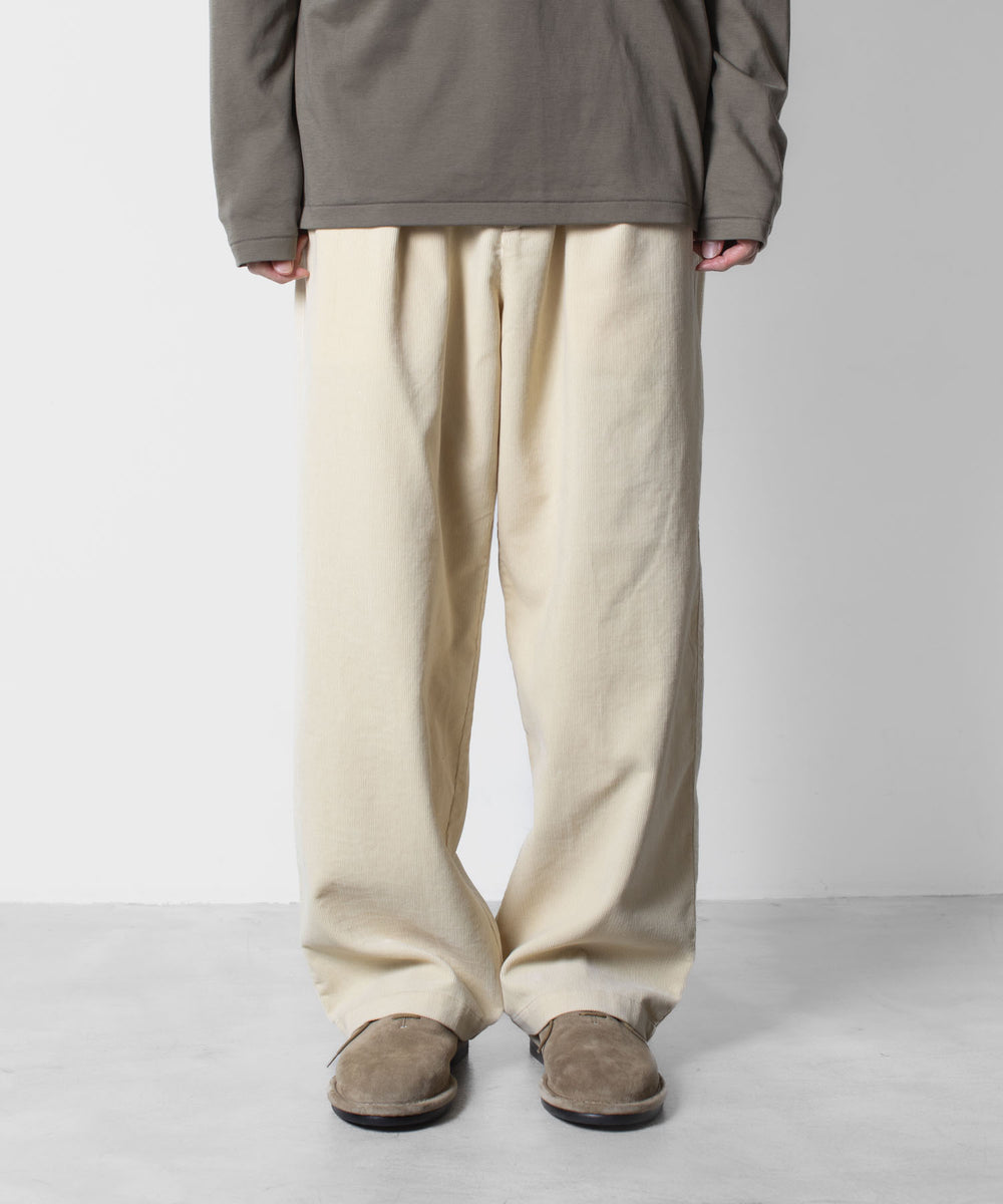 ATTACHMENT アタッチメントのFINX CO CORDUROY 1TUCK WIDE TROUSERS - OFF WHITEの公式通販サイトsession福岡セレクトショップ