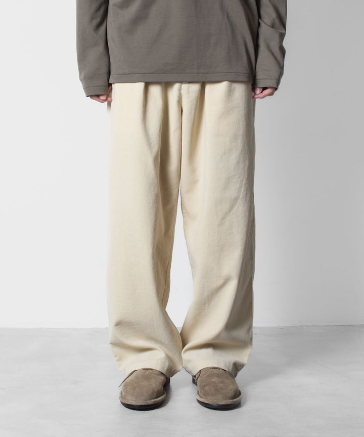 ATTACHMENT アタッチメントのFINX CO CORDUROY 1TUCK WIDE TROUSERS - OFF WHITEの公式通販サイトsession福岡セレクトショップ