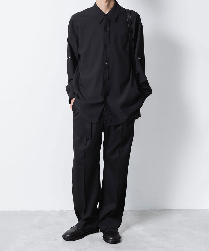 ATTACHMENT / EXCLUSIVE ITEMアタッチメントのWO/PE STRECH GABARDINE BELTED TROUSERS - BLACKの公式通販サイトsession福岡セレクトショップ