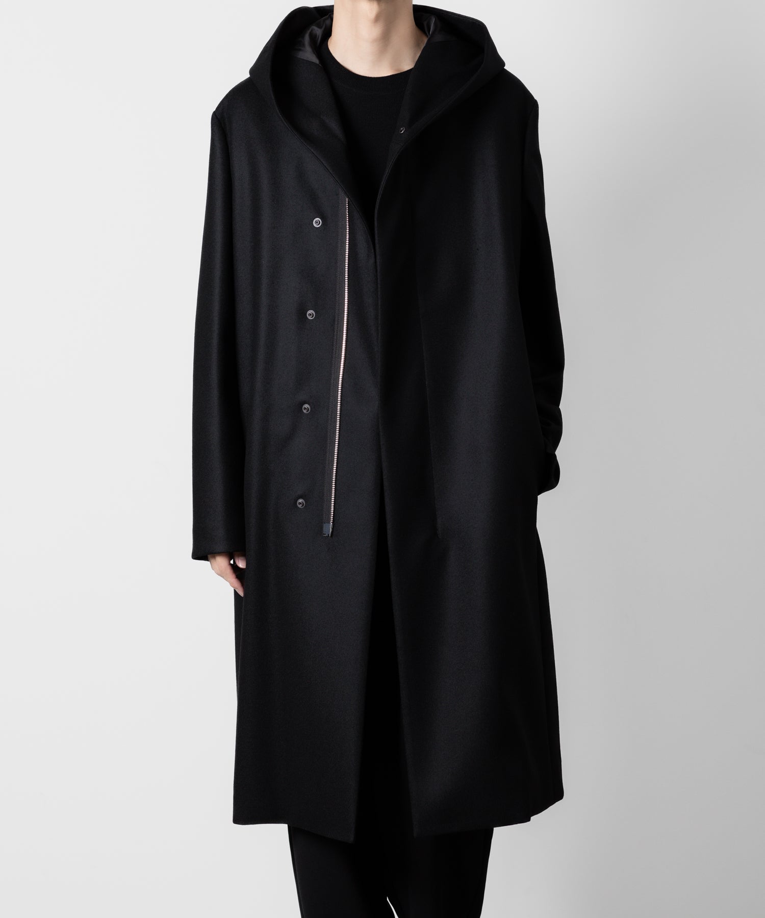 ATTACHMENT アタッチメントの限定2/90 SUPER120S MALTON ZIPUP HOODED COAT - BLACKの公式通販サイトsession福岡セレクトショップ
