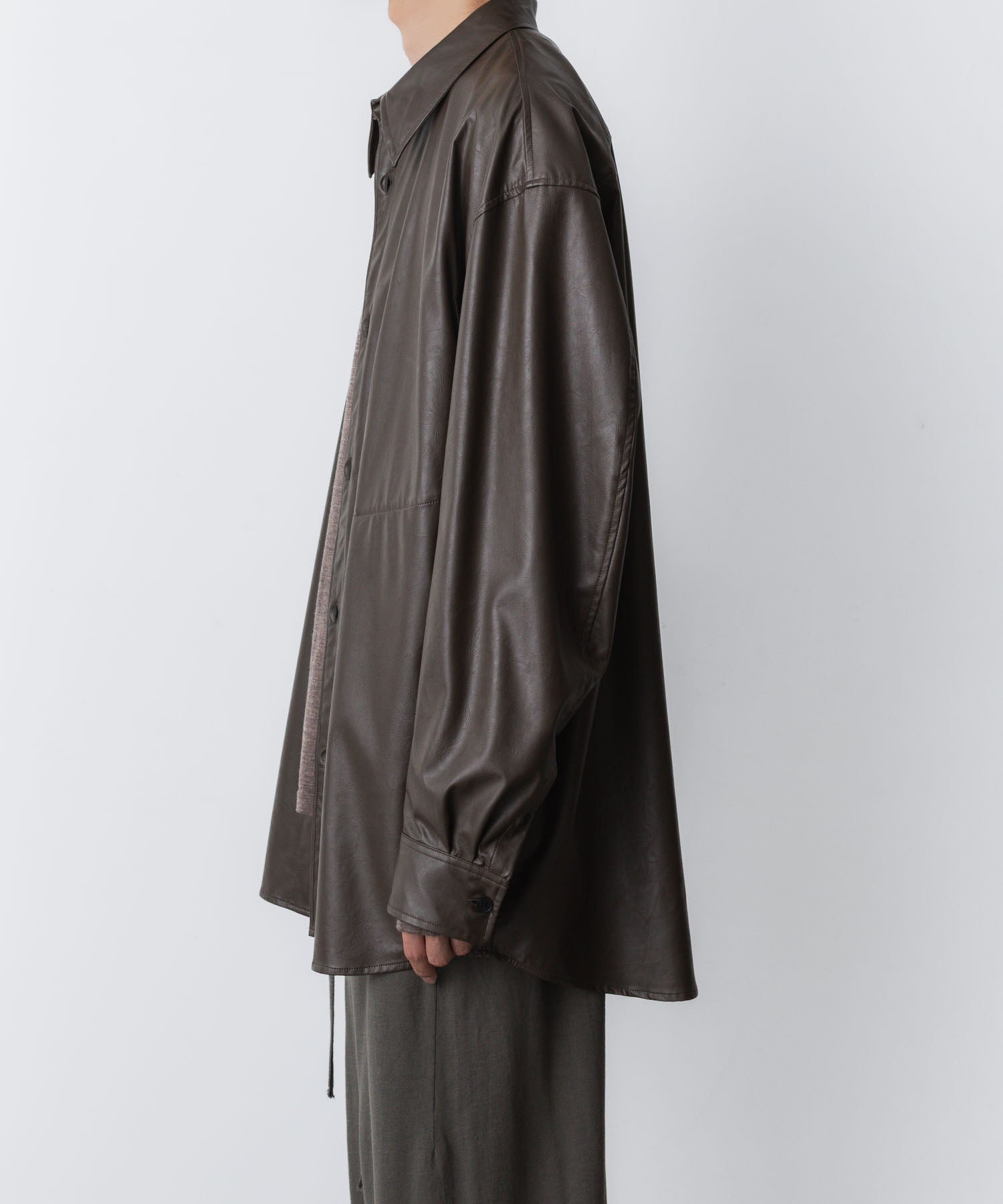 VEIN-ヴェイン SYNTHETIC LEATHER L/S SHIRTのBROWN 公式通販サイトsession福岡セレクトショップ