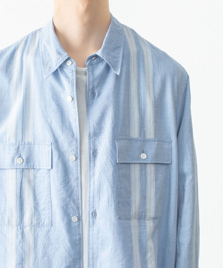 ATTACHMENT アタッチメントのCO/TEN JACQUARD LAWN PATCH POCKET L/S SHIRT - S.BLUEの公式通販サイトsession福岡セレクトショップ