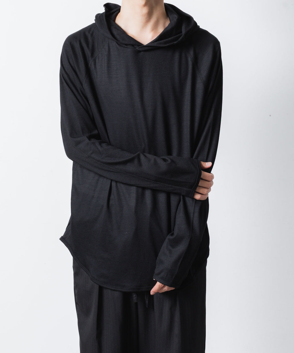 ATTACHMENT アタッチメントの1/60 WOOL SMOOTH HOODED PULLOVER - BLACKの公式通販サイトsession福岡セレクトショップ