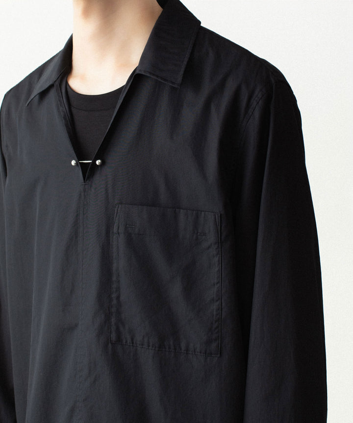ATTACHMENT アタッチメントの140/2 GIZA BROAD PIERCED L/S SHIRT - BLACKの公式通販サイトsession福岡セレクトショップ
