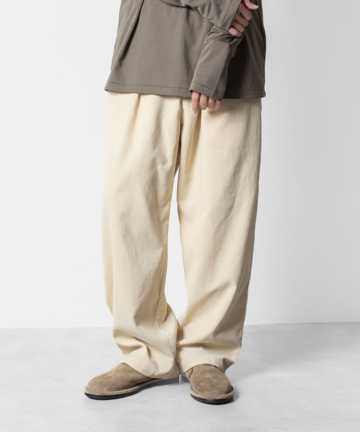 ATTACHMENT アタッチメントのFINX CO CORDUROY 1TUCK WIDE TROUSERS - OFF WHITEの公式通販サイトsession福岡セレクトショップ