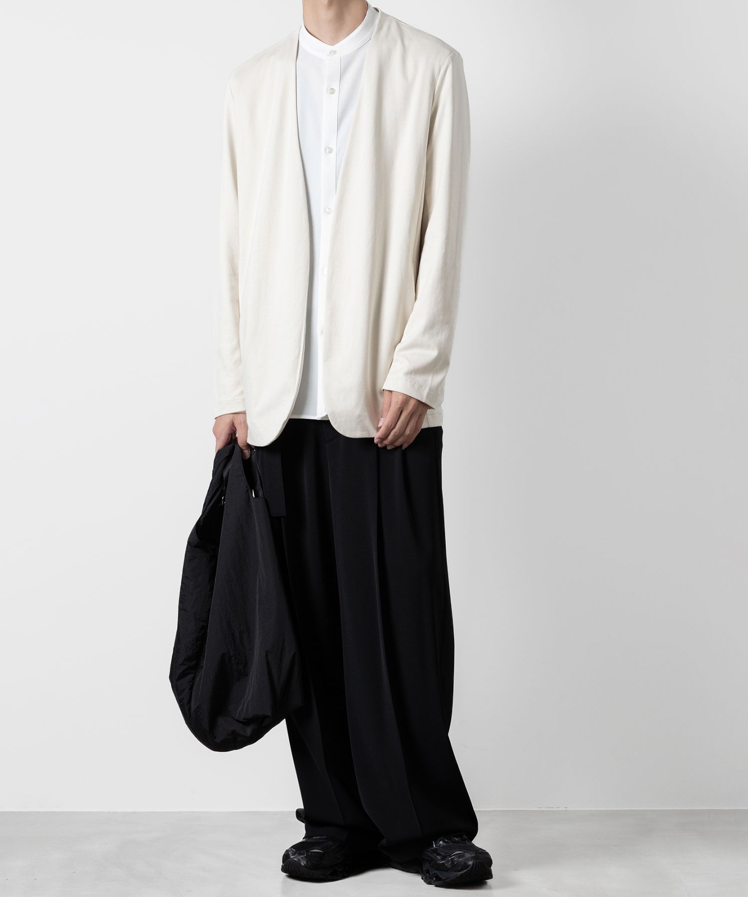 ATTACHMENT アタッチメントのCOTTON DOUBLE FACE COLLARLESS CARDIGAN - OFF WHITE 公式通販サイトsession福岡セレクトショップ