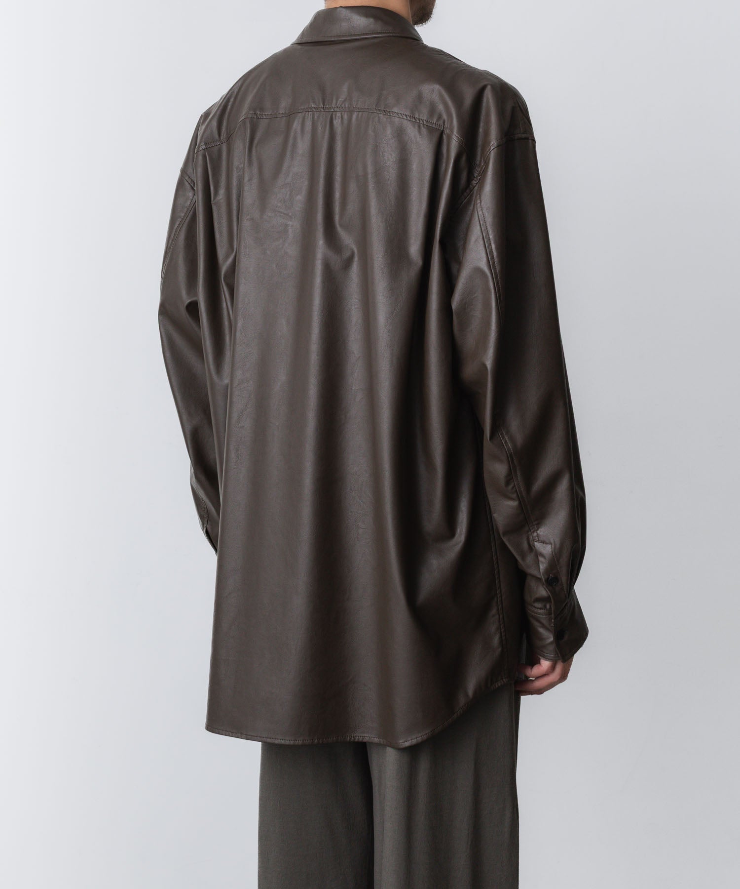 VEIN-ヴェイン SYNTHETIC LEATHER L/S SHIRTのBROWN 公式通販サイトsession福岡セレクトショップ