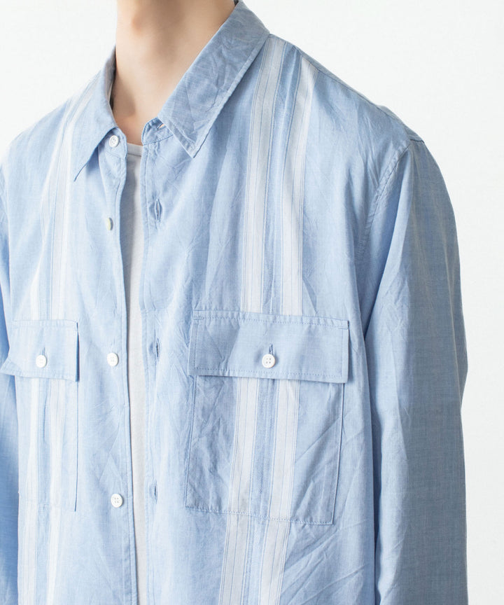 ATTACHMENT アタッチメントのCO/TEN JACQUARD LAWN PATCH POCKET L/S SHIRT - S.BLUEの公式通販サイトsession福岡セレクトショップ