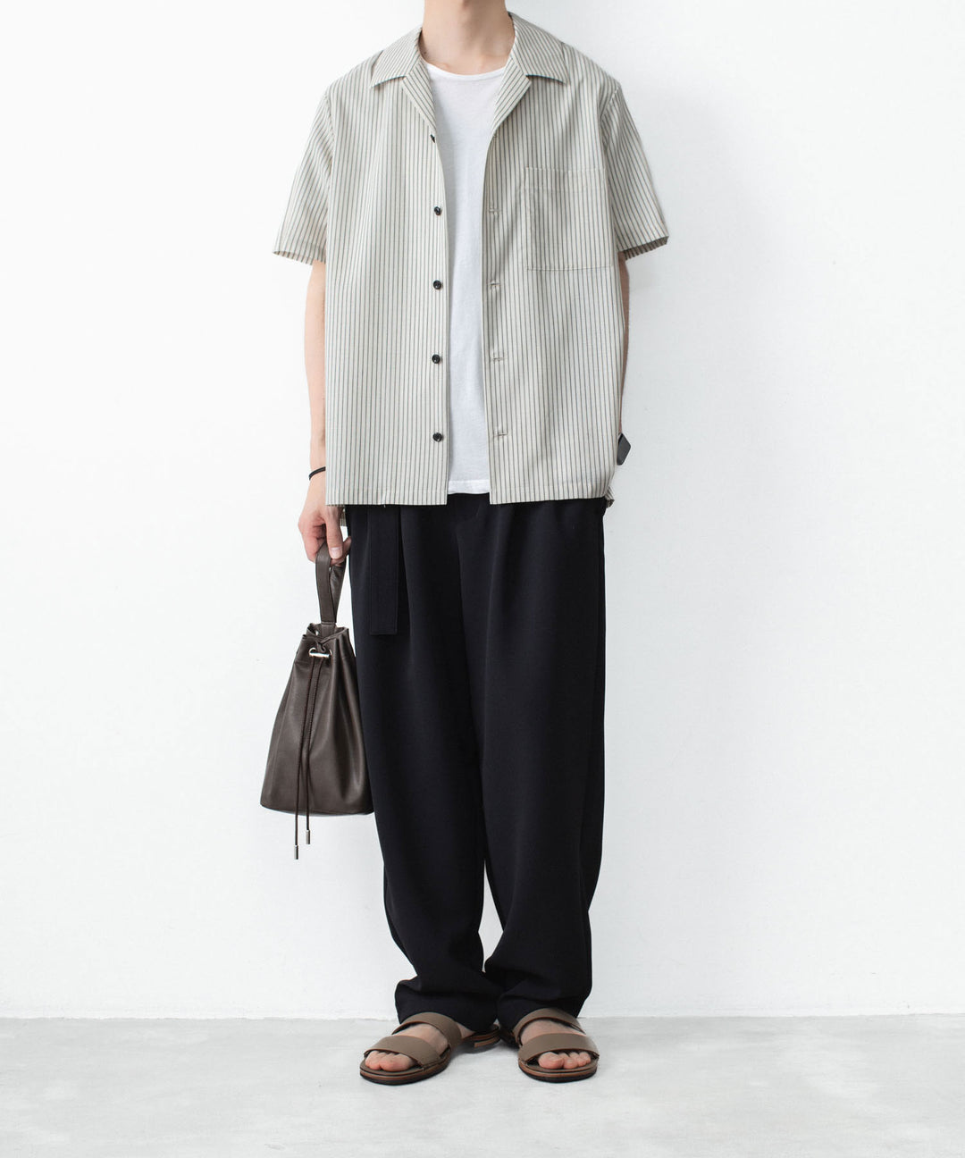 ATTACHMENT アタッチメントのWO/PE STRIPE OPEN COLLAR S/S SHIRT - S.GRAYの公式通販サイトsession福岡セレクトショップ