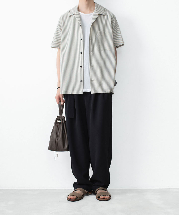 ATTACHMENT アタッチメントのWO/PE STRIPE OPEN COLLAR S/S SHIRT - S.GRAYの公式通販サイトsession福岡セレクトショップ