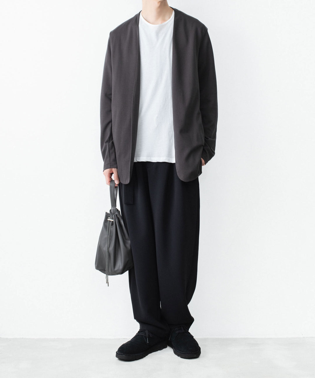 ATTACHMENT アタッチメントのCOTTON DOUBLE FACE COLLARLESS CARDIGAN - D.GRAYの公式通販サイトsession福岡セレクトショップ