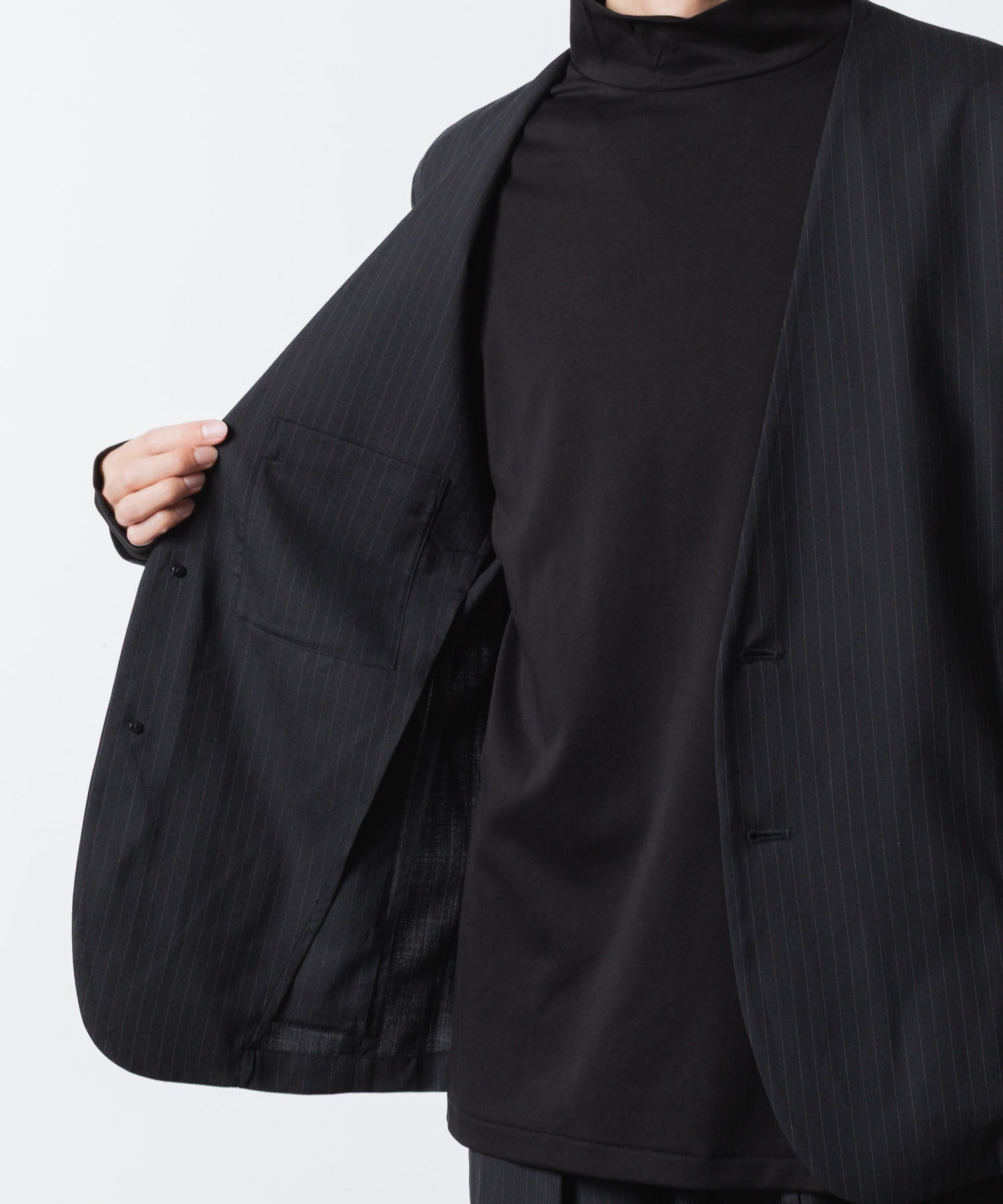 ATTACHMENT アタッチメントのT/W/SI STRETCH GABARDINE COLLARLESS JKT - S.BLACKの公式通販サイトsession福岡セレクトショップ