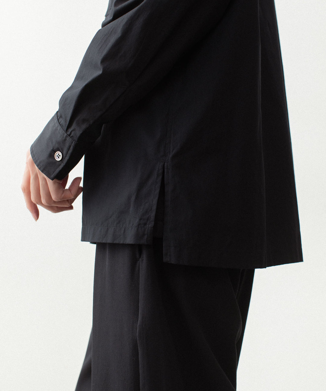 ATTACHMENT アタッチメントの140/2 GIZA BROAD PIERCED L/S SHIRT - BLACKの公式通販サイトsession福岡セレクトショップ