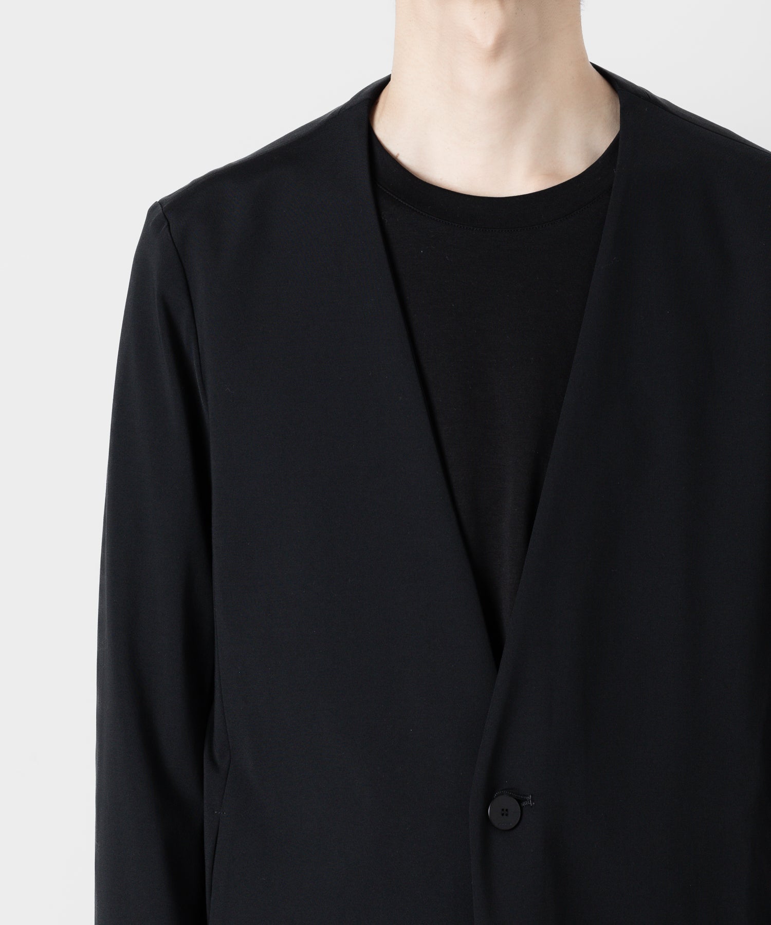 ATTACHMENT アタッチメントのNY/CO STRETCH JERSEY COLLARLESS JACKET - BLACK 公式通販サイトsession福岡セレクトショップ