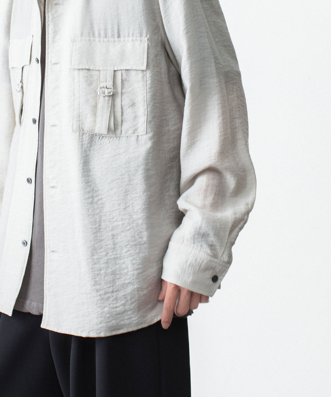 ATTACHMENT アタッチメントのLY/SI LAWN PATCH POCKET OPEN COLLAR L/S SHIRT - L.KH GRAYの公式通販サイトsession福岡セレクトショップ
