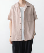 画像をギャラリービューアに読み込む, ATTACHMENT アタッチメントのWO/PE STRIPE OPEN COLLAR S/S SHIRT - S.REDの公式通販サイト
