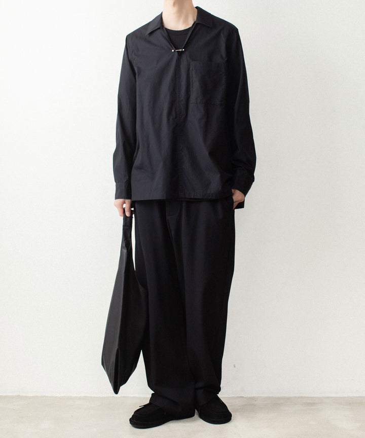 ATTACHMENT アタッチメントの140/2 GIZA BROAD PIERCED L/S SHIRT - BLACKの公式通販サイトsession福岡セレクトショップ