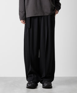 ATTACHMENT アタッチメントのSORIBIA TWILL BELTED WIDE TROUSERS-BLACKの公式通販サイトsession福岡セレクトショップ