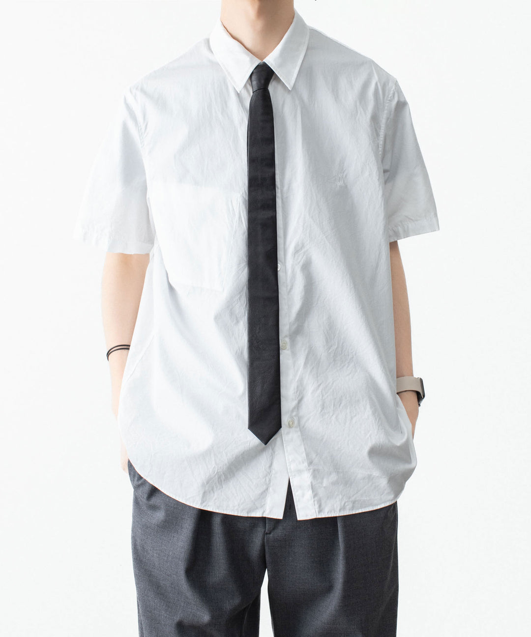 VEIN ヴェインのSYNTHETIC LEATHER NARROW TIE - BLACKの公式通販サイトsession福岡セレクトショップ