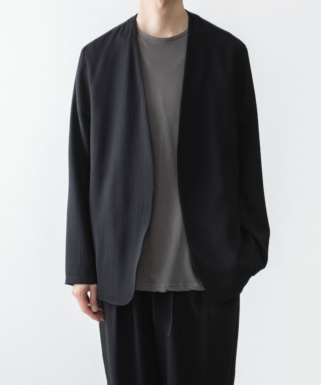 ATTACHMENT アタッチメントの2/90 WO TWIST TWILL COLLARLESS JKT - BLACKの公式通販サイトsession福岡セレクトショップ