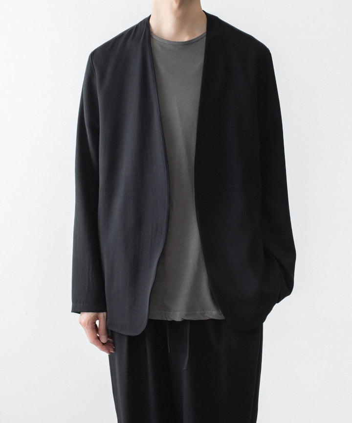 ATTACHMENT アタッチメントの2/90 WO TWIST TWILL COLLARLESS JKT - BLACKの公式通販サイトsession福岡セレクトショップ