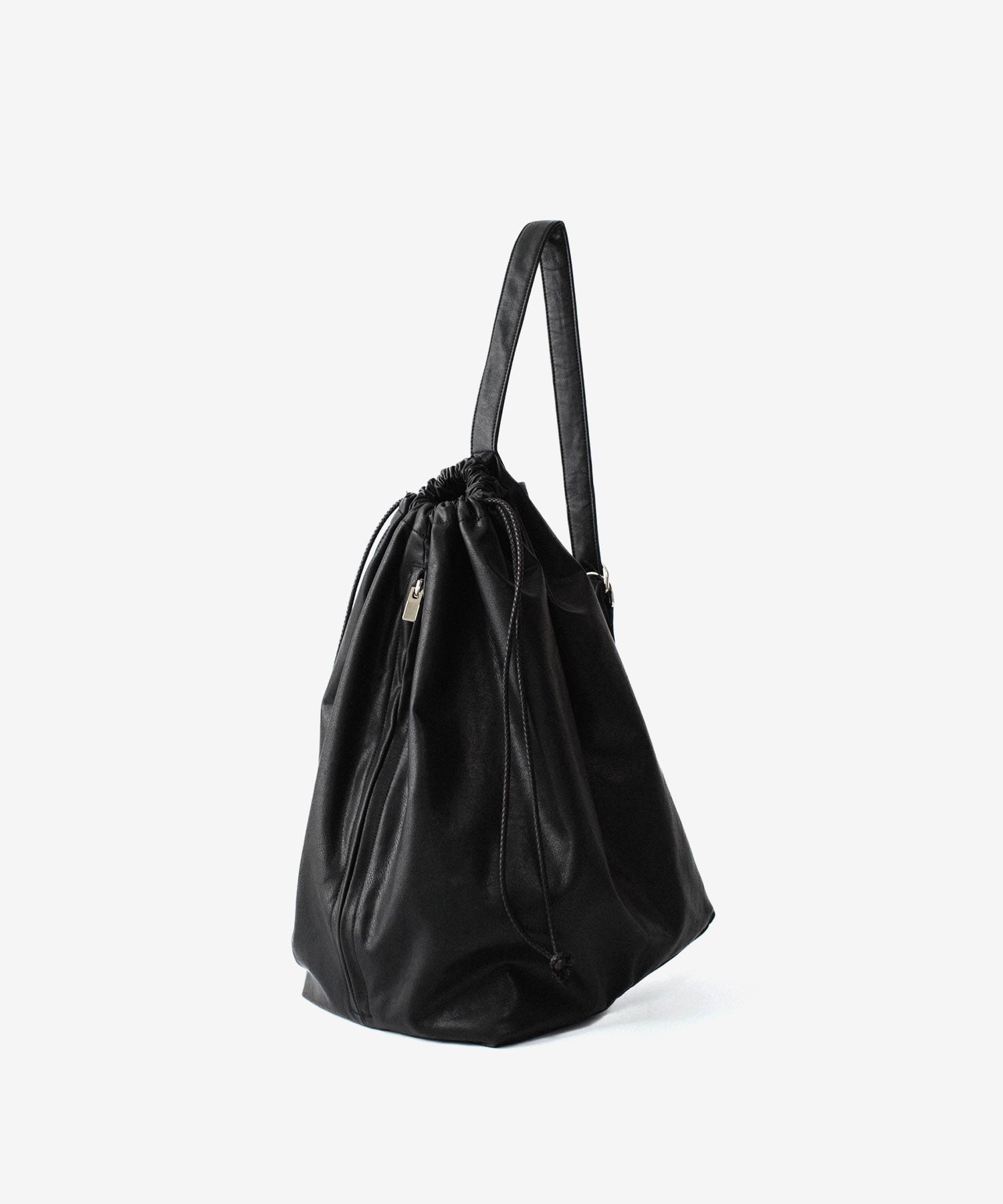 ATTACHMENT /アタッチメント】SYNTHETIC LEATHER BUCKET BAG - BLACK