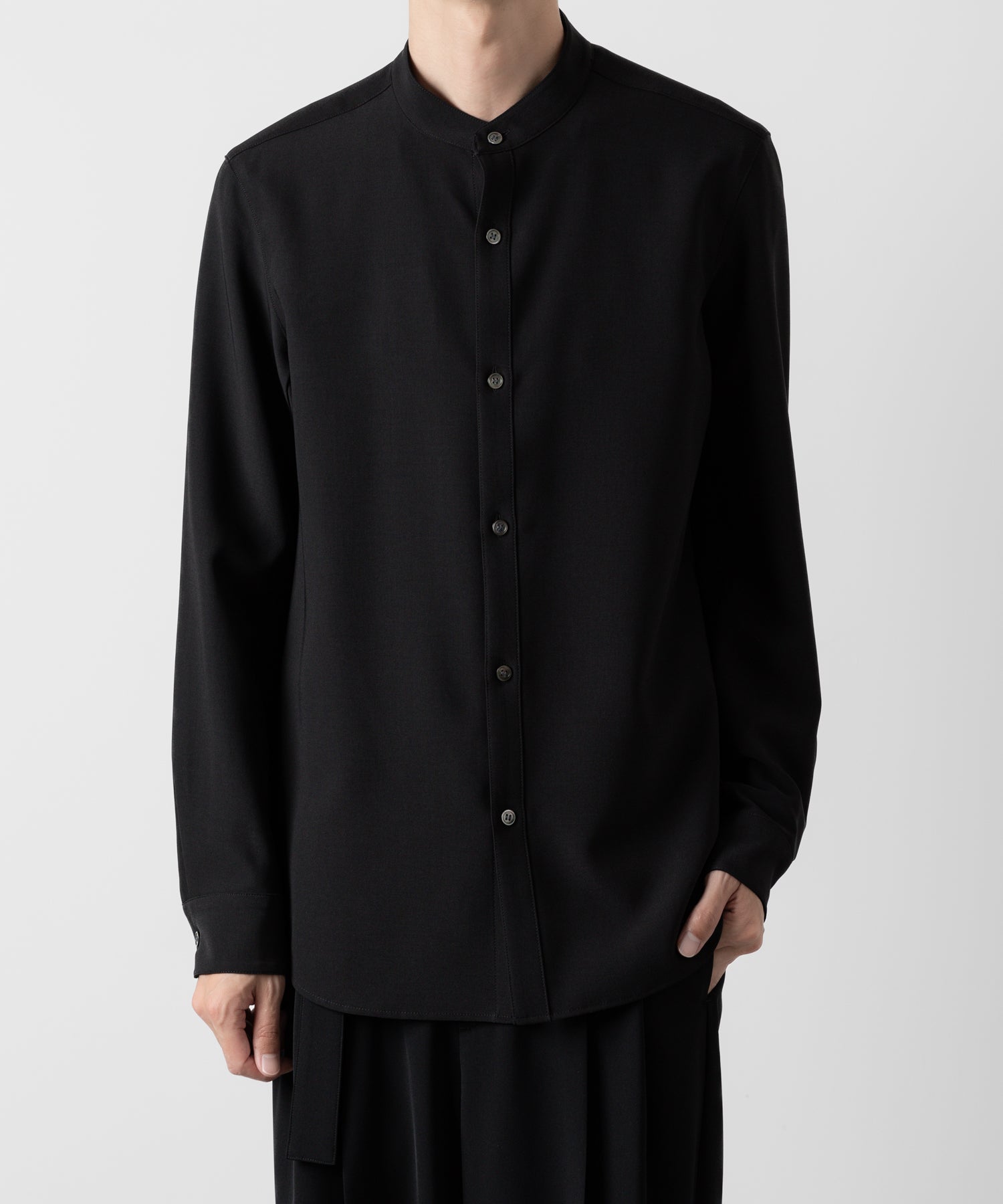 ATTACHMENT アタッチメントのPE STRETCH VIYELLA BAND COLLAR DRESS SHIRT - BLACK 公式通販サイトsession福岡セレクトショップ